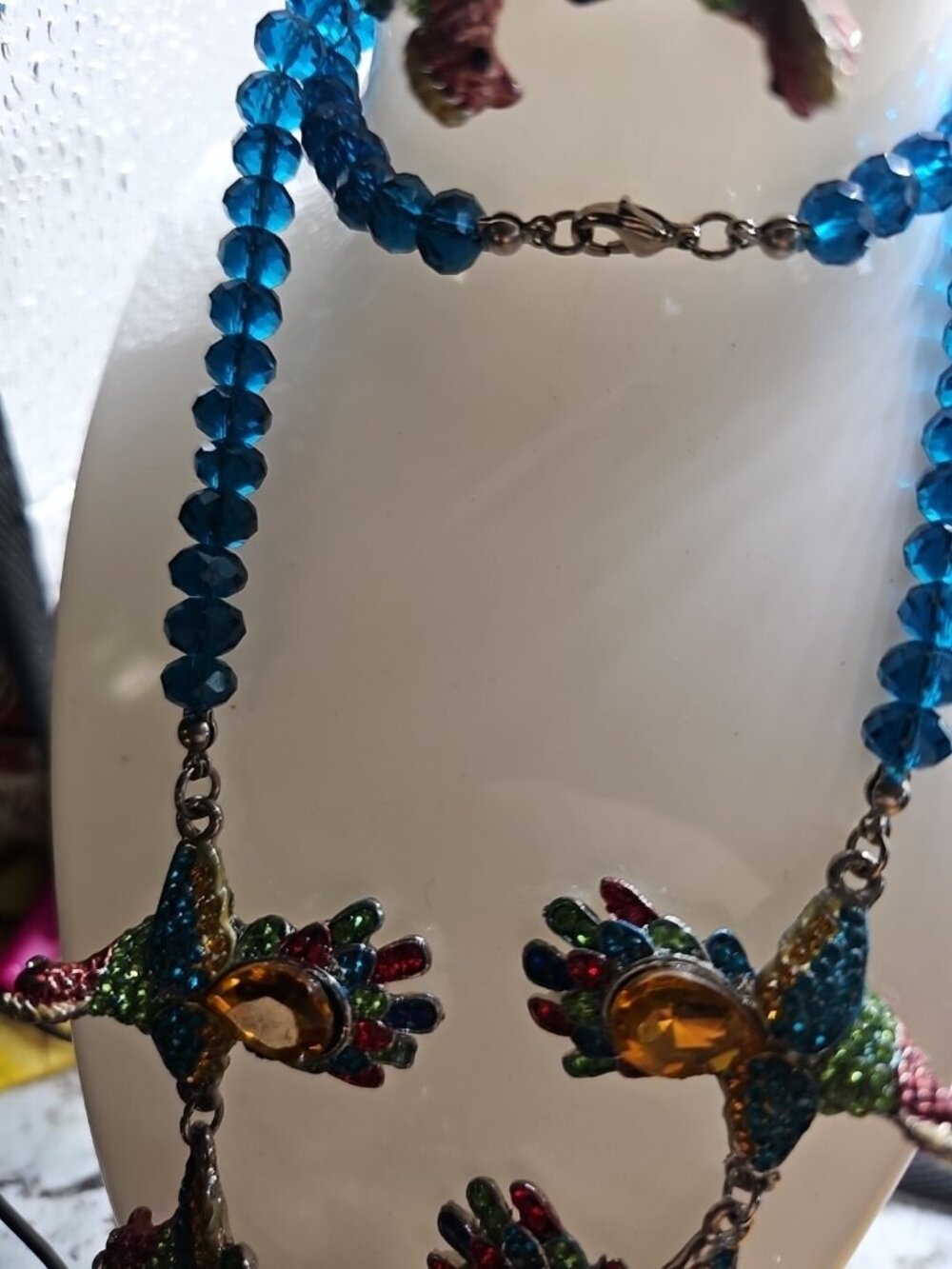 swarovski blue crystal necklace and earring set - Picture 9 of 10